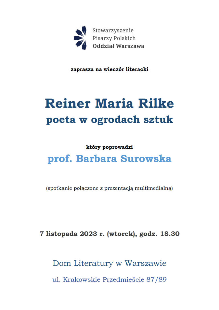 Reiner Maria Rilke poeta w ogrodach sztuk