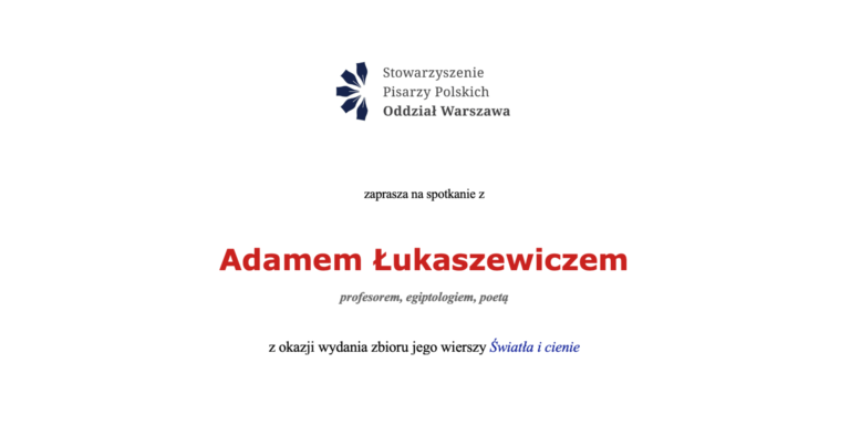 Prezentacja tomu wierszy Adama Łukaszewicza pt. „Światła i cienie”