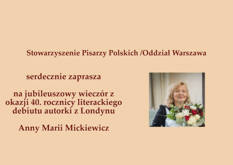 Jubileuszowy wieczór literacki Anny Marii Mickiewicz – 40-lecie debiutu