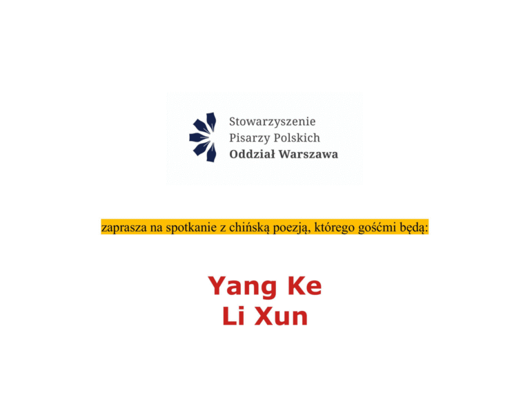 Spotkanie z chińską poezją – Yang Ke i Li Xun w Domu Literatury